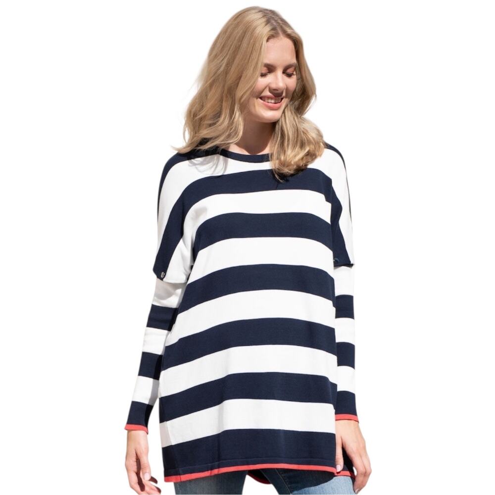 Seraphine Ezra Navy Stripe Nursing Maternity Sweater NWT Size L